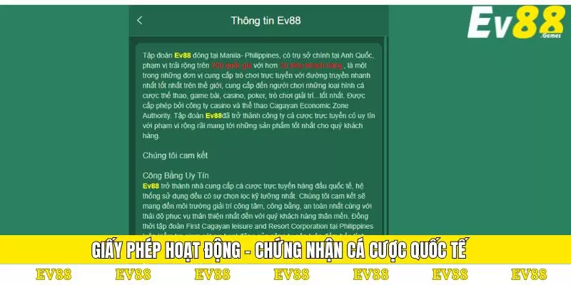Giấy Phép Hoạt Động 1 Giấy phép hoạt động - Chứng nhận cá cược quốc tế